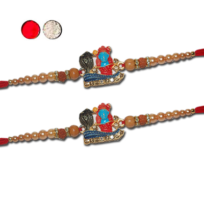 "Zardosi Rakhi - ZR-5270 A-code 028 (2 RAKHIS) - Click here to View more details about this Product